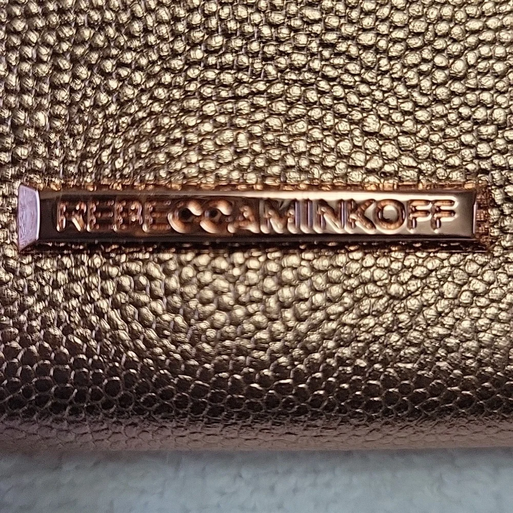 Rose Gold metallic leather, Rebecca Minkoff's Leo clutch. Like New!